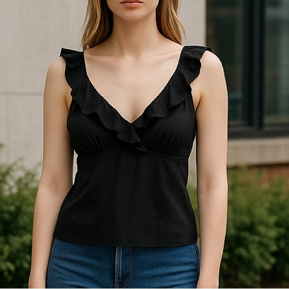 Black bikini top size Large with adjustable straps - Picture 1 of 8